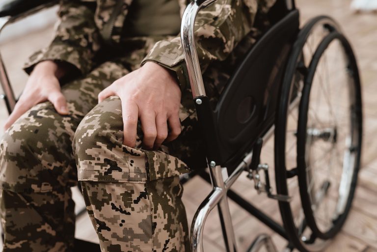 Army, Navy, Air Force Injury and Accident Compensation - Veteran in wheelchair Swindon Personal Injury Solicitors